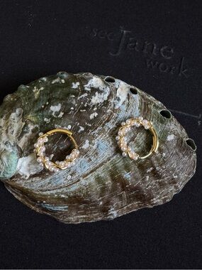 Gold and Pearl Hoop Earrings -